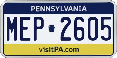 PA license plate MEP2605