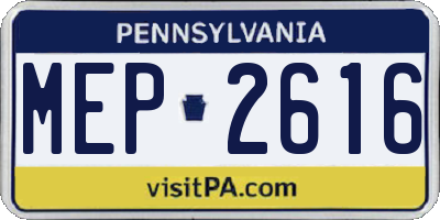 PA license plate MEP2616