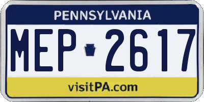 PA license plate MEP2617