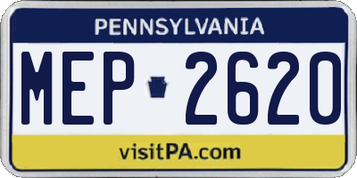 PA license plate MEP2620
