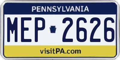 PA license plate MEP2626