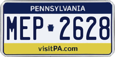 PA license plate MEP2628