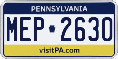 PA license plate MEP2630