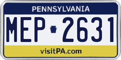 PA license plate MEP2631