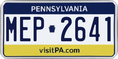 PA license plate MEP2641