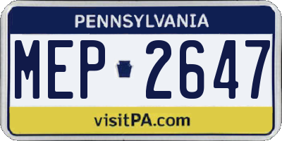 PA license plate MEP2647