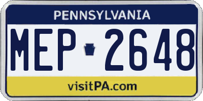 PA license plate MEP2648