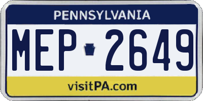 PA license plate MEP2649
