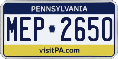 PA license plate MEP2650