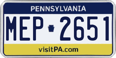 PA license plate MEP2651