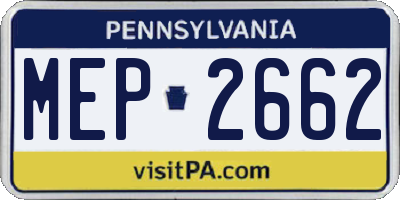 PA license plate MEP2662