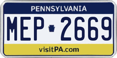 PA license plate MEP2669