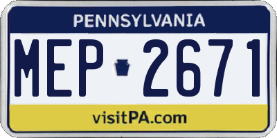PA license plate MEP2671