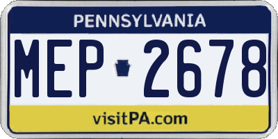 PA license plate MEP2678