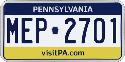 PA license plate MEP2701