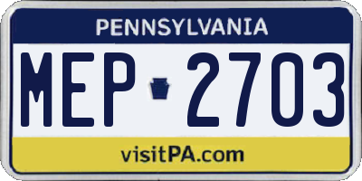 PA license plate MEP2703