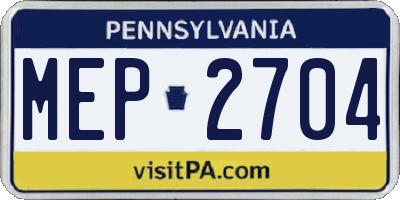 PA license plate MEP2704