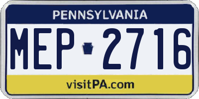 PA license plate MEP2716