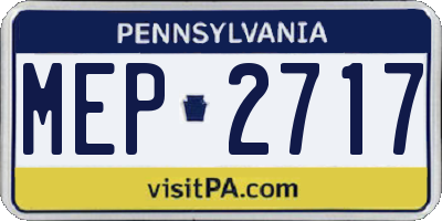 PA license plate MEP2717