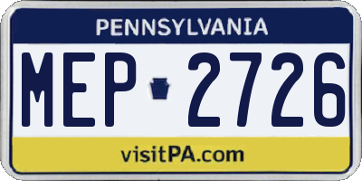 PA license plate MEP2726
