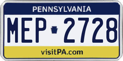 PA license plate MEP2728