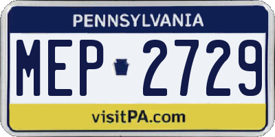 PA license plate MEP2729