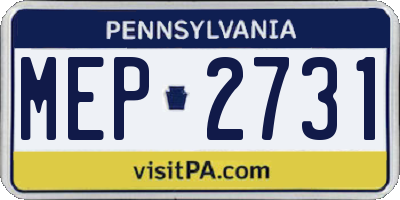 PA license plate MEP2731