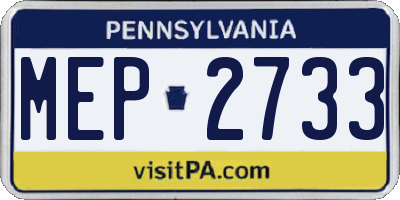 PA license plate MEP2733