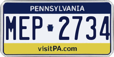 PA license plate MEP2734