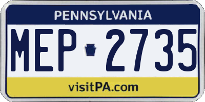 PA license plate MEP2735