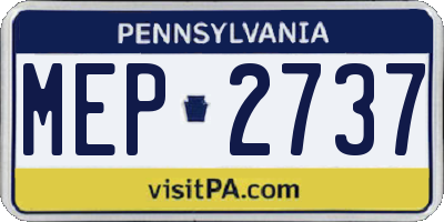 PA license plate MEP2737