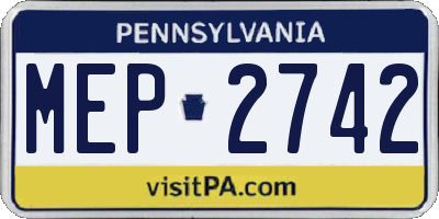 PA license plate MEP2742