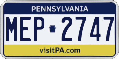 PA license plate MEP2747