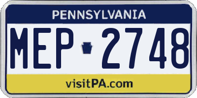 PA license plate MEP2748
