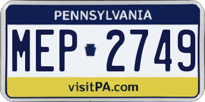 PA license plate MEP2749