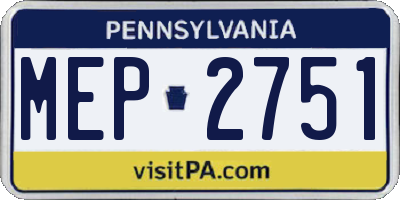 PA license plate MEP2751