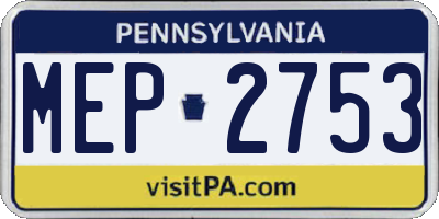PA license plate MEP2753
