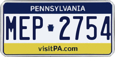 PA license plate MEP2754