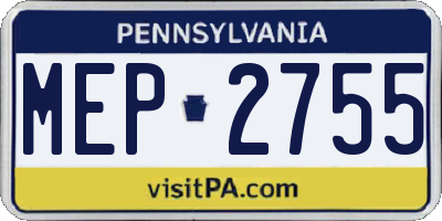 PA license plate MEP2755