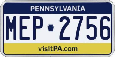PA license plate MEP2756