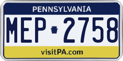 PA license plate MEP2758