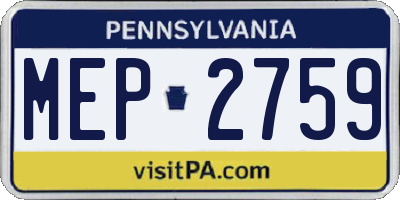 PA license plate MEP2759