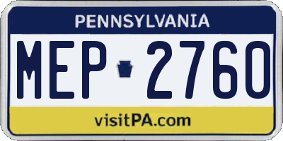 PA license plate MEP2760