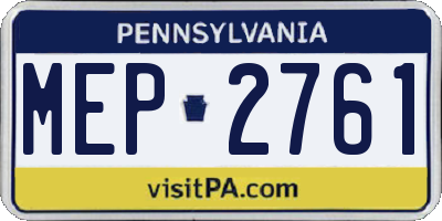 PA license plate MEP2761