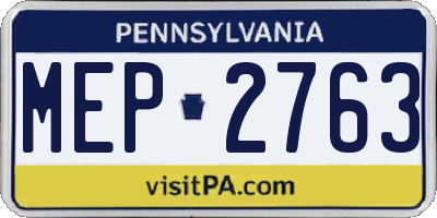 PA license plate MEP2763