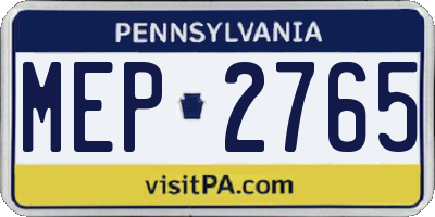 PA license plate MEP2765