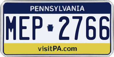 PA license plate MEP2766