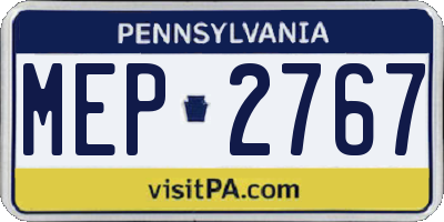 PA license plate MEP2767