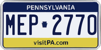 PA license plate MEP2770