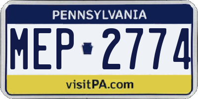 PA license plate MEP2774